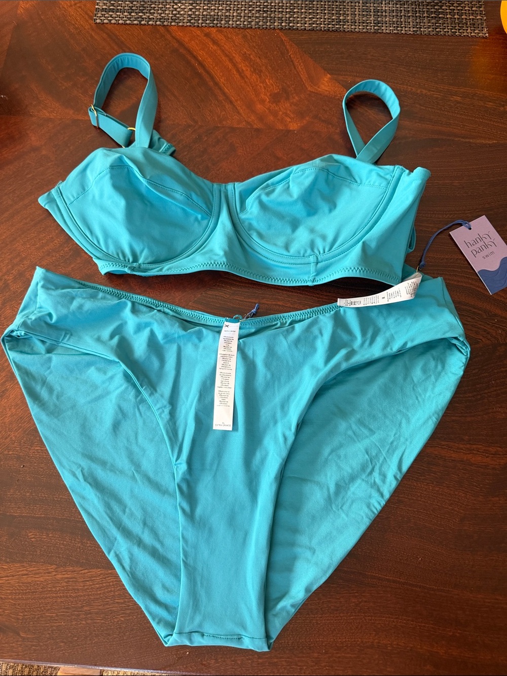 Hanky Panky Bright Teal Two-Piece Bikini Set size XL
